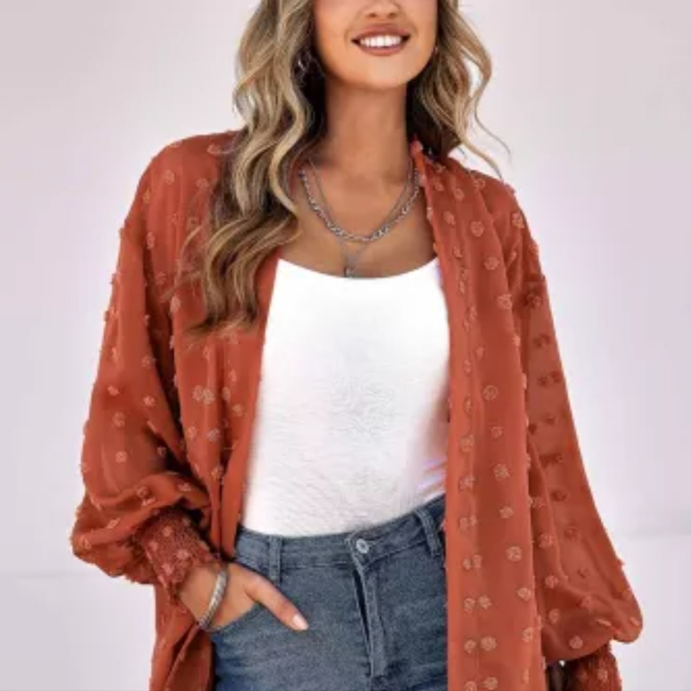 New Swiss dot open front Cardigan - Picture 5 of 13
